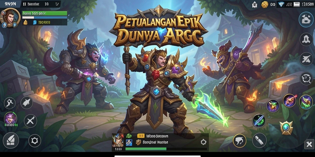 Tampilan gameplay epik dalam dunia ARPG 9N9N yang menakjubkan.