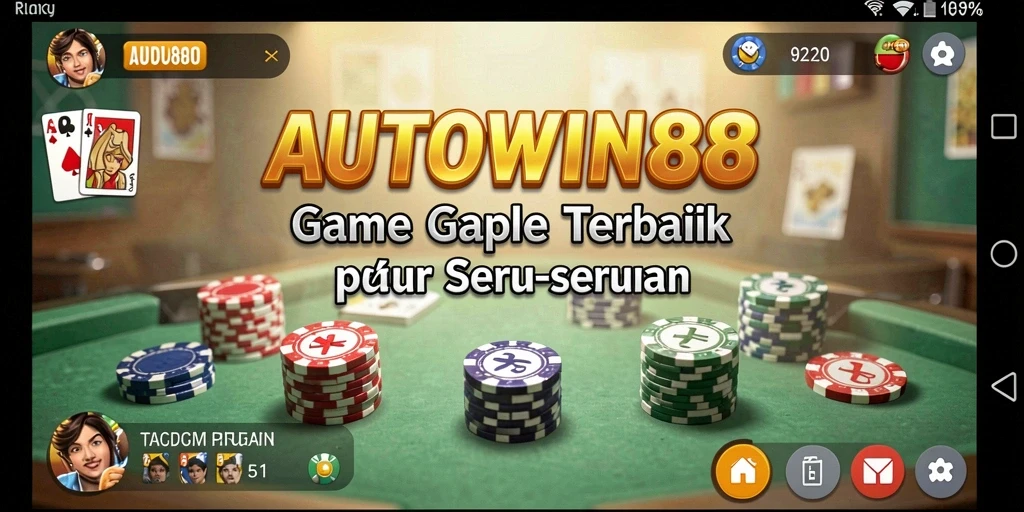 Tampilan mencolok dari gameplay Gaple di AUTOWIN88.