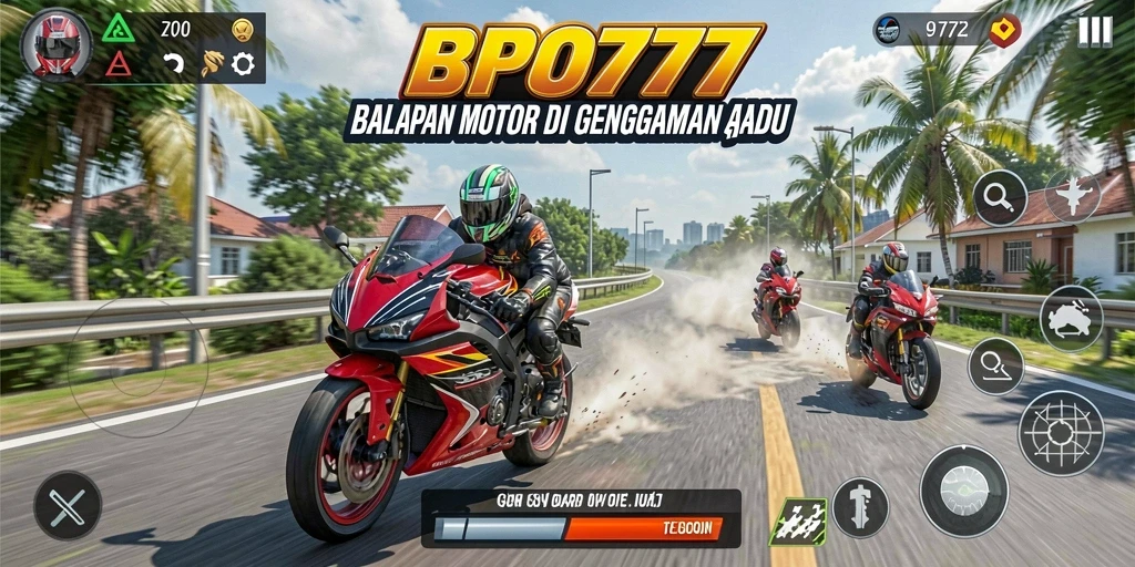 Gameplay BPO777 yang penuh aksi balapan motor memukau.