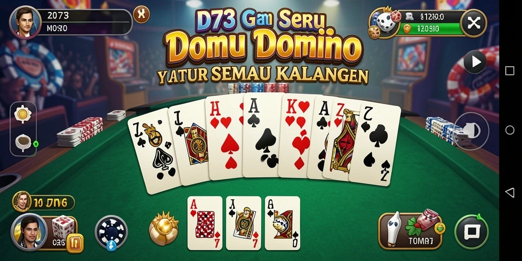 Gameplay seru D73, menampilkan permainan Domino yang menarik.