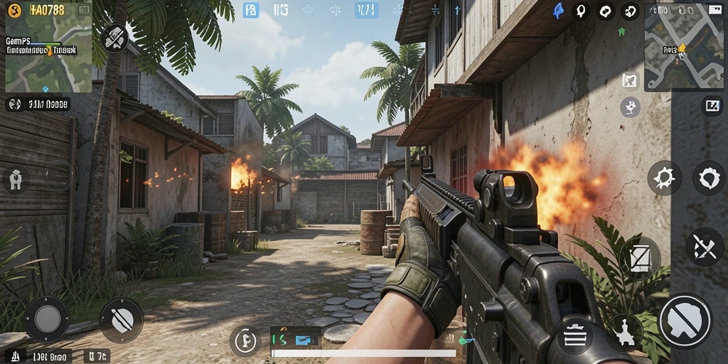 Screenshot gameplay HAO788 menampilkan aksi tembak-menembak yang mendebarkan.