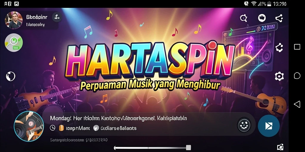 Tampilan gameplay <strong>HARTASPIN</strong> saat pemain berinteraksi dengan lagu-lagu favorit.