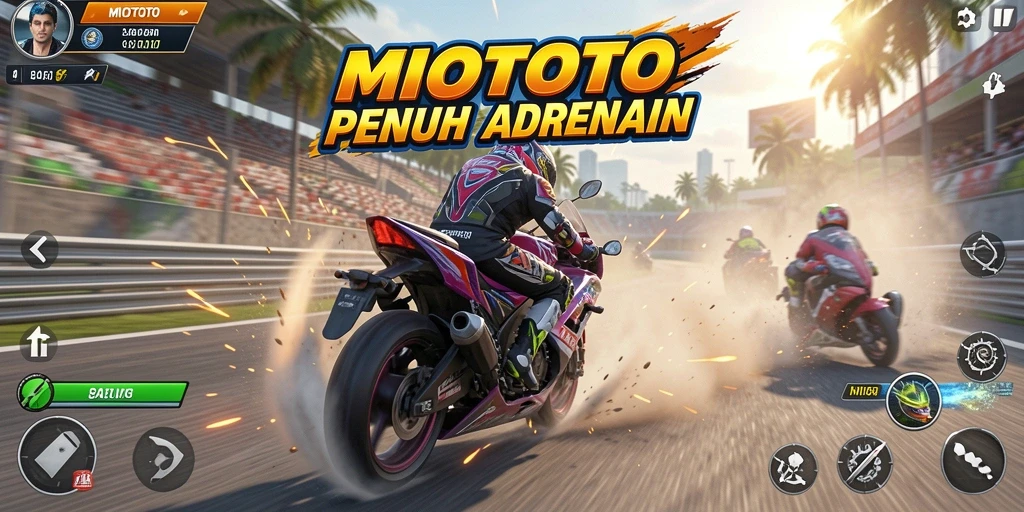 Gameplay MIOTOTO yang seru dan menegangkan saat balapan motor.