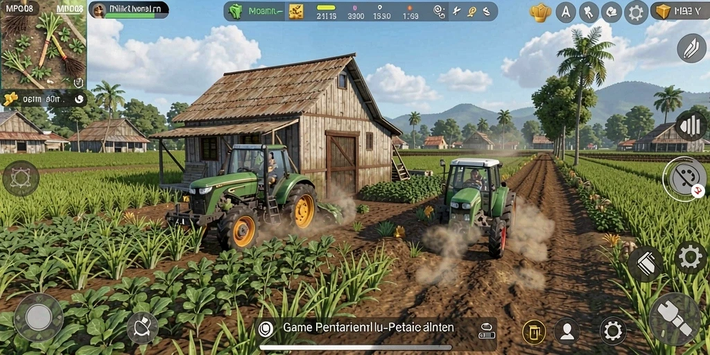 Menampilkan gameplay menarik dalam pertanian yang seru.