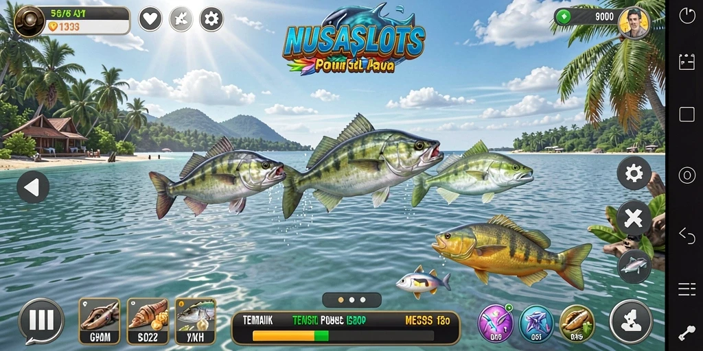 Screenshot gameplay NUSASLOTS dengan aksi menembak ikan yang seru.