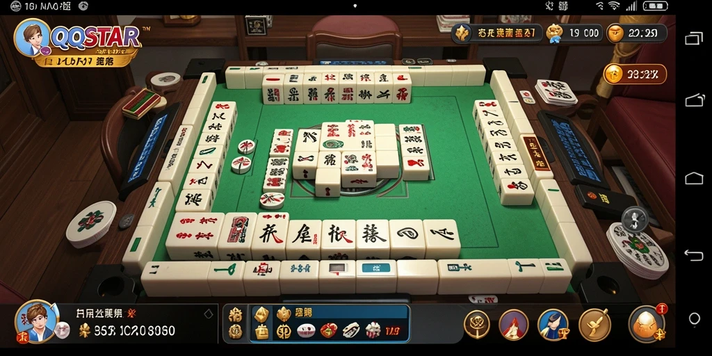 Tampilan gameplay Mahjong yang menarik dan interaktif di QQSTAR.