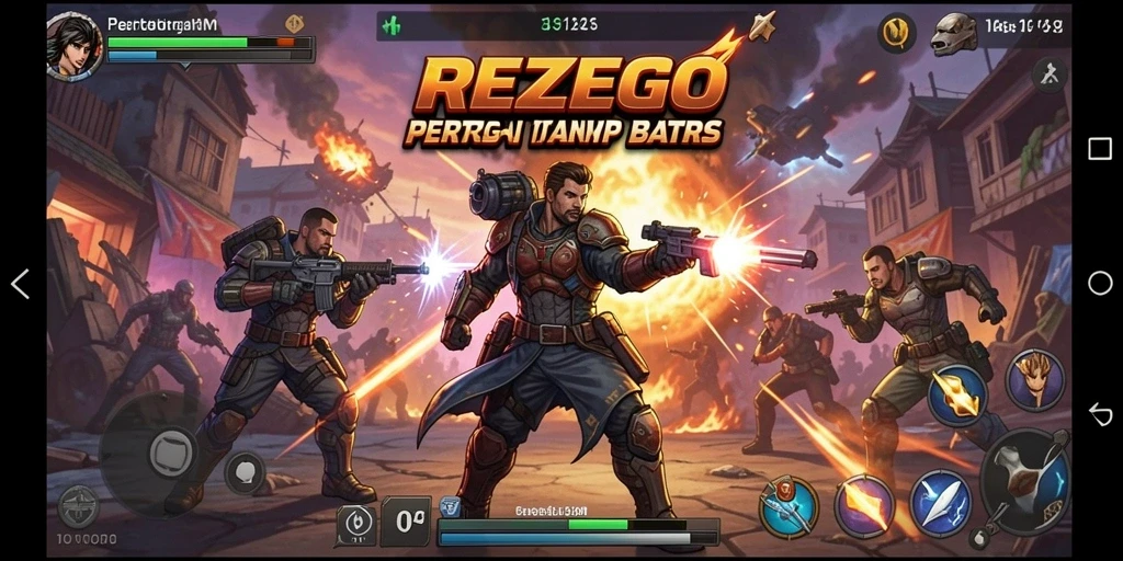 Gameplay REZEGO menampilkan aksi pertarungan yang seru dan dinamis.