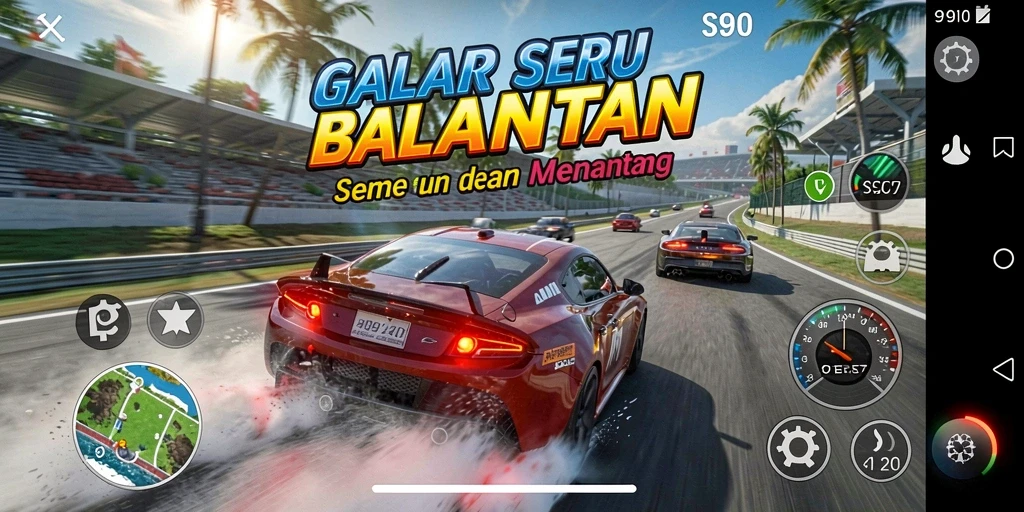 Gameplay S80 yang intens dan menegangkan dalam balapan.
