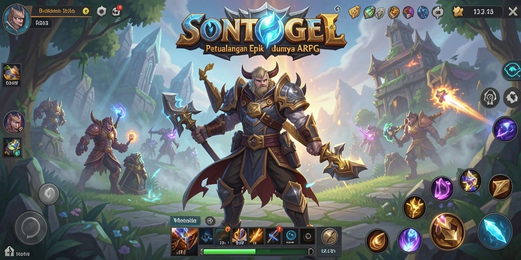 Tangkapan layar gameplay SONTOGEL yang menunjukkan aksi karakter dalam pertarungan.